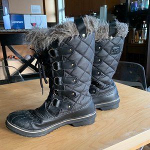 SOREL TOFINO QUILTED BLACK SNOWBOOTS SZ 8